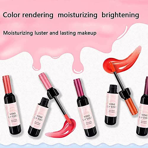 Owsen 6 Colors/Set Wine Lipstick Matte Long Lasting Waterproof Lip Tint Set Lip Gloss Lip Stain,Wine Liquid Lipstick, Lady Long Lasting Make Up Gloss Matte Lip Tint Wine Bottle Cover (6 Colors) #TOP4