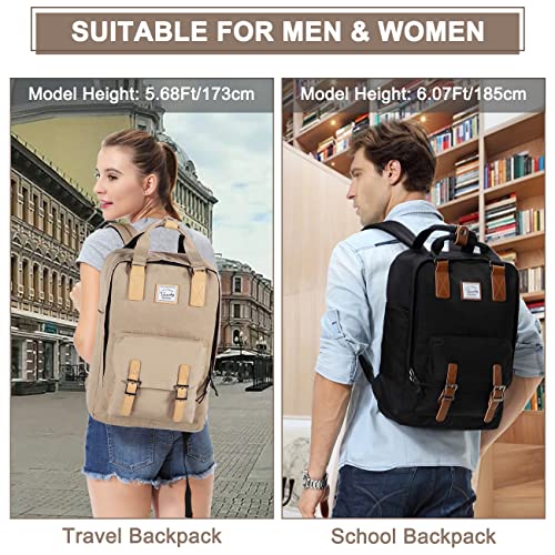 Image of VASCHY Women's Backpack, Girl's Backpack Laptop Backpack for 15.6 Inches, Water Resistant, Chic School Bag with Two Bottle Pockets for College Travel, 15.1L (Blue Gardenia)