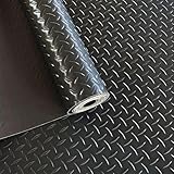 FORRTY ガレージフロアマット 養生マット 滑り止めゴムシート 1.5/2.5mm厚 幅0.6/1/1.2/1.3/1.5/1.6/1.8cm 長さ1m 防水 駐車場 ゴムマット 倉庫 工場 商業用 プール 幼稚園 露台 農場 バイク 絶縁 カット可能 屋外 室内兼用 浴室 滑り止め、カット可能な 階段、掃除が簡単(黒 ヘリンボーン,1.5mm 120X100cm)