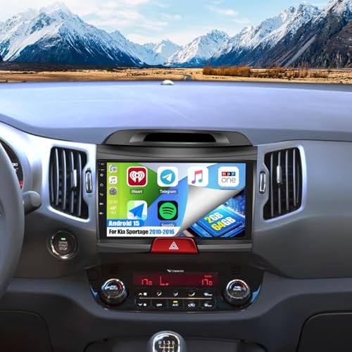 Autoradio Android 15 pour KIA Sportage 2010-2016 avec CarPlay sans Fil 9 Pouces GPS K1 Pro