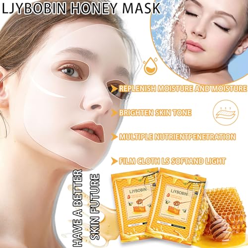 Ljybobin 8 Pack Honey Sheets Face Mask Skincare Set,Moisturizing Facial Masks For Men & Women,Hydrating Long Lasting Soft Face Masks Skin Care For All Skin Types thumb #4