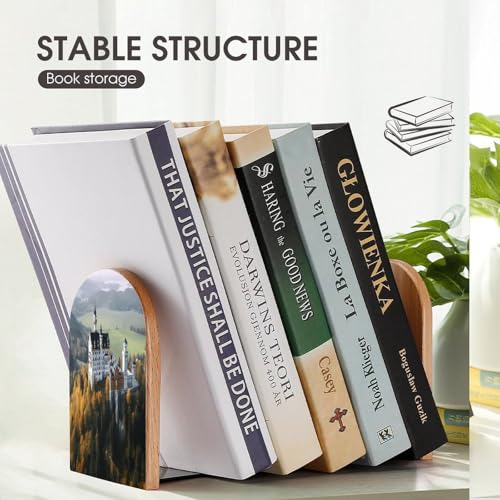 Sujetalibros de madera para estantes económicos y universales, soportes estables, 1 par 8