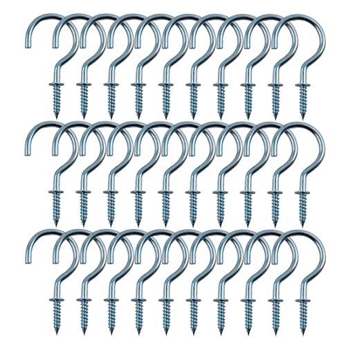 uxcell 30pcs Cup Ceiling Hooks 1 Inch Metal Screw in Hanger Hooks for Home Office Indoor Outdoor Hanging Plants Blue
