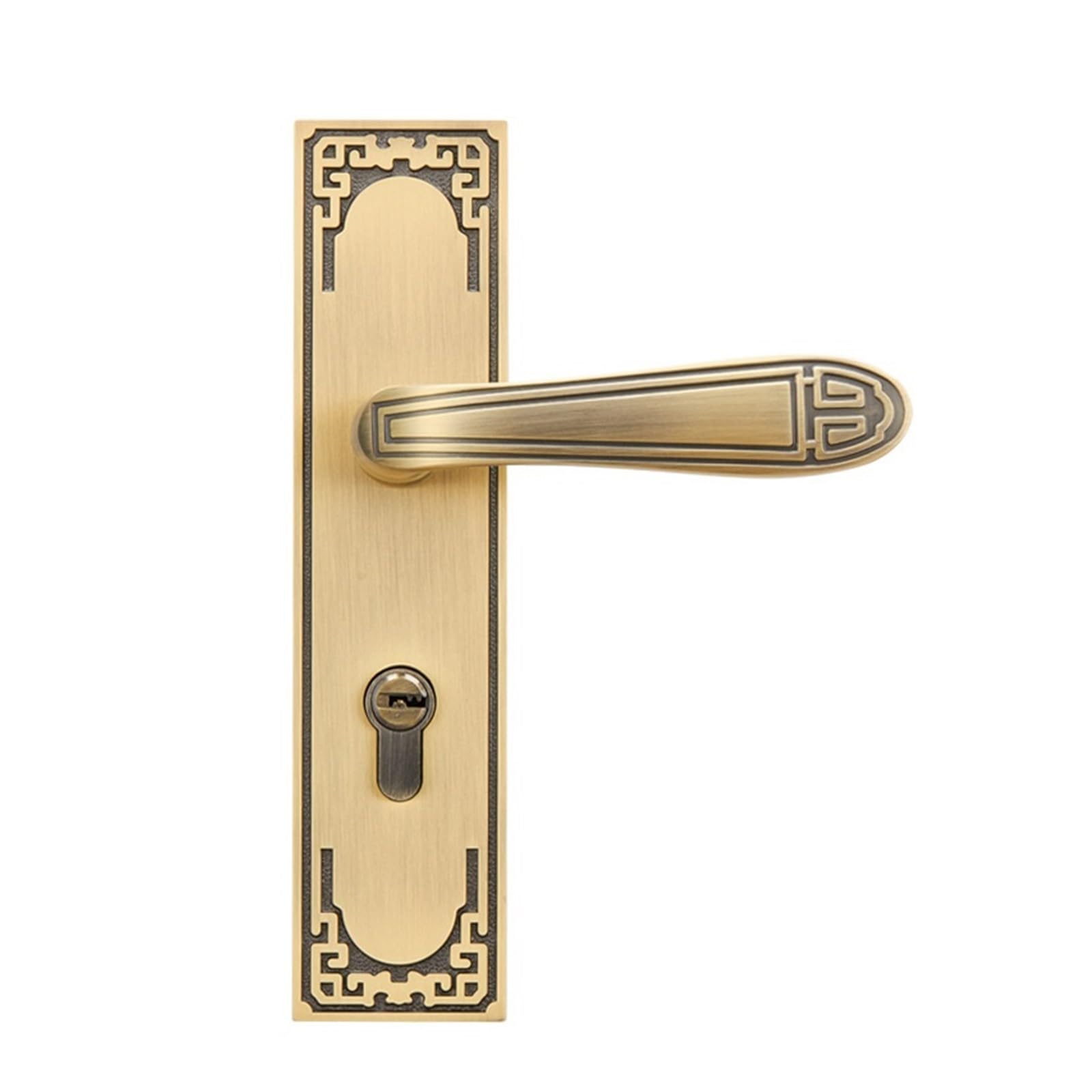 nxjaSDH Lock and Handle Sets, Chinese Style Indoor Bedroom Door Lock Household Light Luxury Wooden Silent zinc Alloy Handle(Bronze)