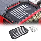 JeCar Mesh Sunshade 2 Door Durable Polyester Top Cover Provides UV Sun Protection for Jeep Wrangler JK & Unlimited 2007-2018 (Black and White American Flag)
