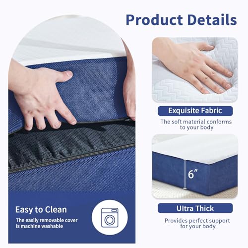 Image of Folding Mattress Single Size,6 inch Trifold Foldable Sofa for Camping,White