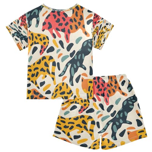 senya Short Sleeve Pajamas Sets Summer Cotton Sleepwear Leopard Print Wild Animal2