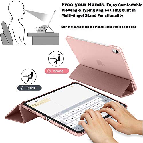 Image of DuraSafe Cases for iPad PRO 12.9 3 Gen 2018 [ iPad 12.9 Inch 3rd ] A1876 A2014 A1895 A1983 Trifold Hard Smart PC Translucent Back Cover - Rose Gold