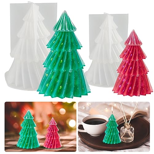 2 Stück Silikonform Weihnachten Kerzen Formen Weihnachtsbaum Silikonform Tannenbaum Kerzenform Seifenform Silikon Gießform Tannenbaum Form Weihnachten Deko