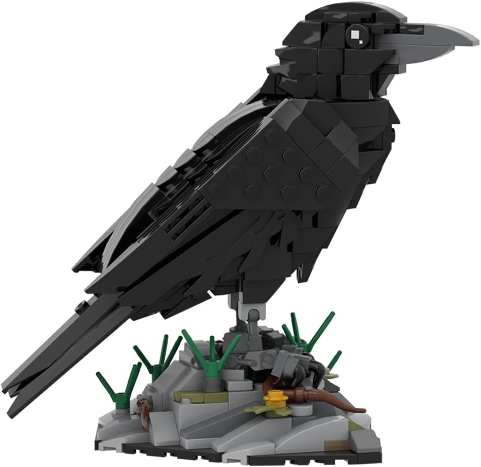 Raven Bird Building Bricks Modular Animals Black Bird Crow Art Set for Adults, Creative Animal MOC Construction Decor & Collectible Ornament - 357 Pieces MOC-217187