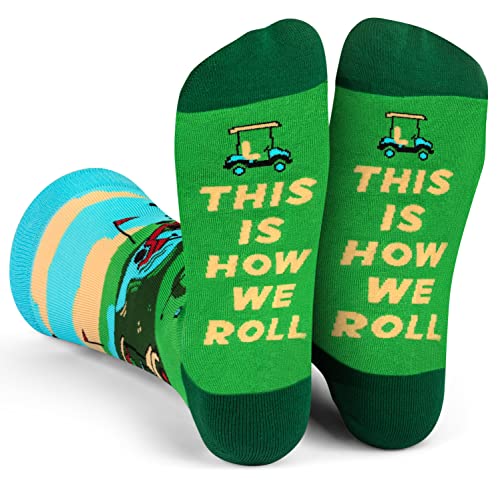 Lavley This Is How We Roll Golf Socks - Funny Golf Socks for Men - Hilarious Gift for Dad, Husband, Brother or Uncle - One Size Fits Most