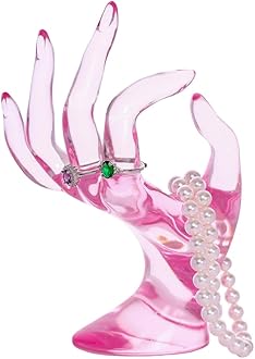 Maxsirui Hand Form Ring Holder Jewelry Display Organization Rack Bracelet Ring Watch Stand Support Aesthetic Y2k Room Decor (Pink)