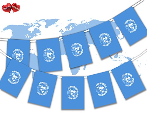 UN United Nations Full Flag Patriotic Themed Bunting Banner 12 Rectangular flags for guaranteed simply stylish party National Royal decoration by PARTY DECOR