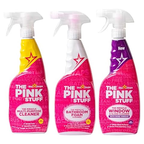 Stardrops - The Pink Stuff - The Miracle Multi-Purpose Spray, Window & Glass Cleaner, and Bathroom Foam Spray Bundle (1 Multi-Purpose Spray, 1 Window & Glass Cleaner, 1 Foam Spray) Cover