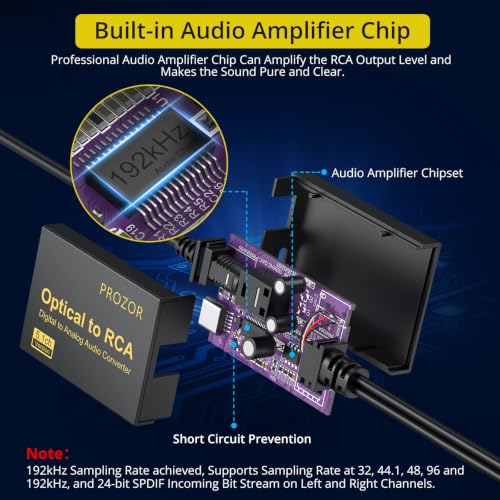 Image of PROZOR 192KHz Digital to Analog Audio Converter - Dolby AC-3 DTS 5.1CH