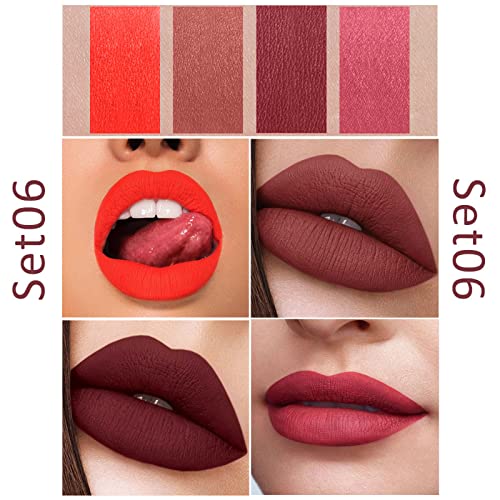 Dark Matte Lipstick Sets, 4 Pcs cigarette red lipstick High Pigmented Velvety Lipstick Gift Set, Lipgloss Long Lasting Non-Fading Waterproof Lipstain,Makeup Sets For Women Gifts Surprise (06) - Image 5