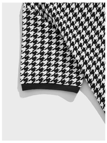 Verdusa Men's Houndstooth Print Golf Shirt Collar Button Front Business Shirt Top4