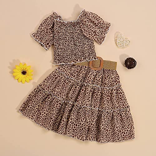 Image of Kids Baby Girls Outfits Floral Ruffle Off Shoulder Crop Tops + Bowknot Denim Shorts Skirt Set Toddler Summer Clothes
