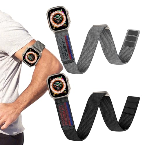 CINORS Ankle Band Compatible with Apple Watch Ultra 49mm iWatch Series 9 8 7 45mm 2XL to 5XL Extra Large Nylon Soft Breathable Strap for Series 6 5 4 3 2 1 44 42mm Men Women Long Arm Bands