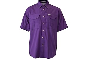 Men's Breathable Casual Lightweight Short Sleeve Fishing Button Down LSU Shirt