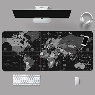 Mouse Pad Gamer Com Estampa Tema Mapa Mundi Extra Grande 90x40 cm com Bordas Costuradas e base Antiderrapante Desk Pad para Teclado Mouse Notebook PC - Produto 3 mais recomendado com 4.8 estrelas