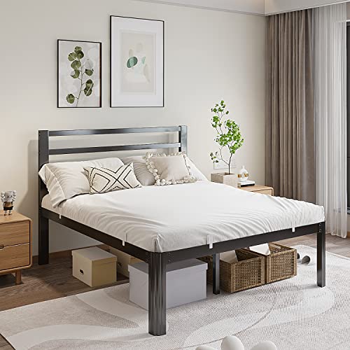 Woozuro California King Bed-Frame And Non Slip Mattress Stoppers,14 Inch Metal Platform Bed Frame,Non-Slip Mattress Foundation, Heavy Duty Steel Slats Support,No Box Spring Needed #TOP7