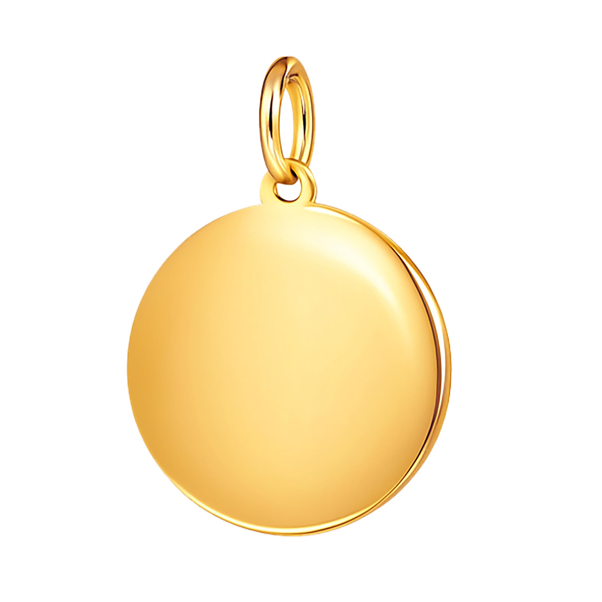 Lucchetta Médaille Or 14K 16mm à Graver – Pendentif Rond Véritable, Chaîne Jusqu'à 4mm, Bijou Enfant & Femme