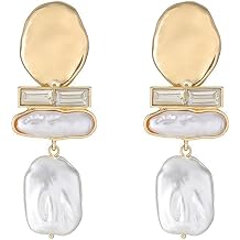 Statement Pearl Dangle Earrings, Gold and Large Pearl | Luxury Chandelier Organic Style