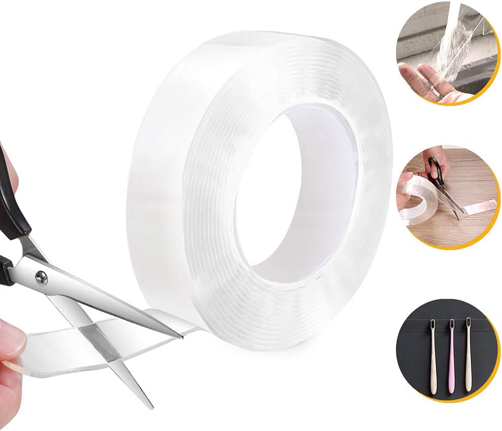 Double Sided Adhesive Tape, Traceless Movable Washable Anti Slip Tape, Multipurpose Transparent Gel Mat Tape for Home,Wall,Room,Office Decor