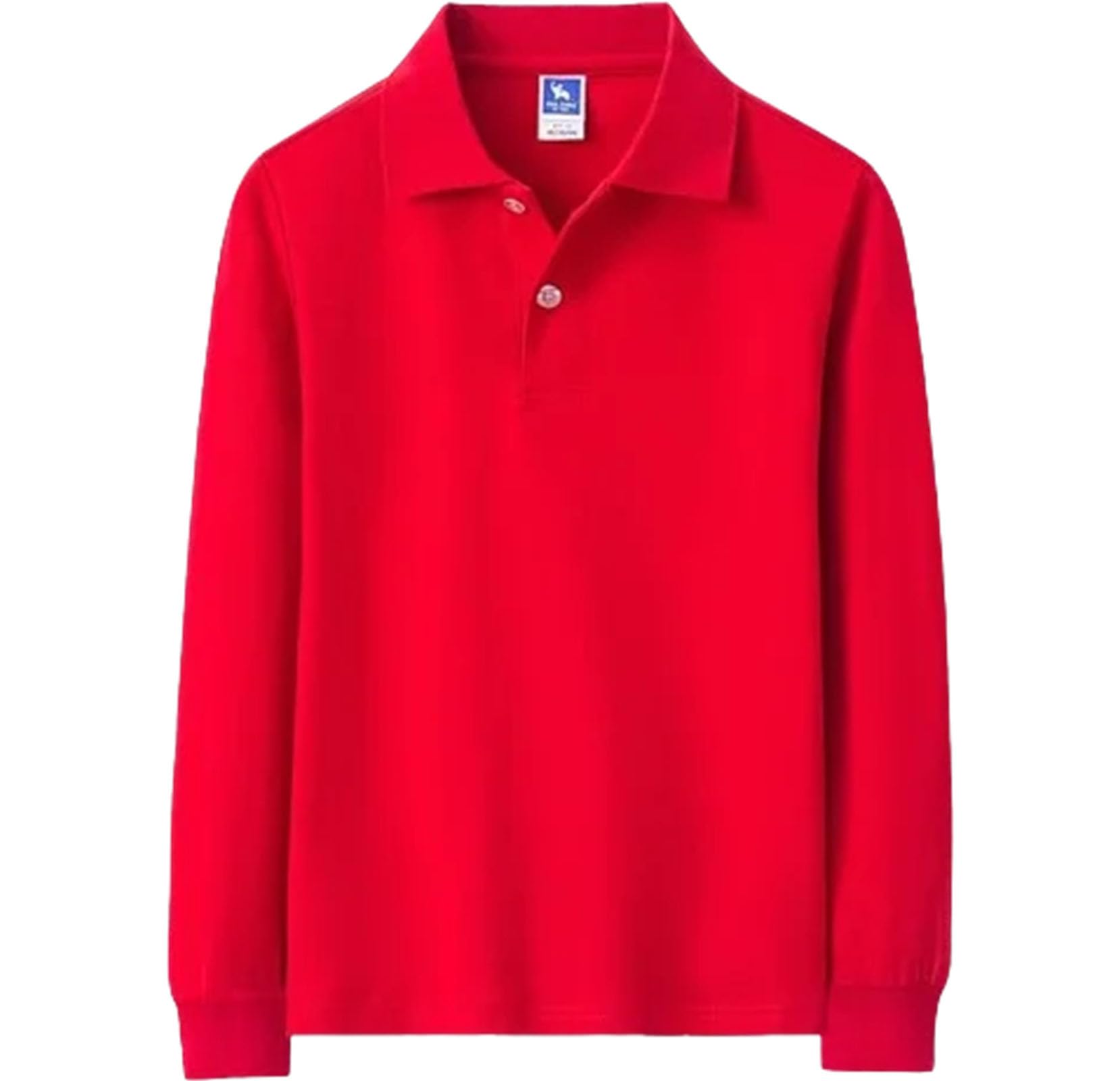 Herren Langarm Poloshirt Druck Stickerei Weich Bequem Baumwolle Poloshirts