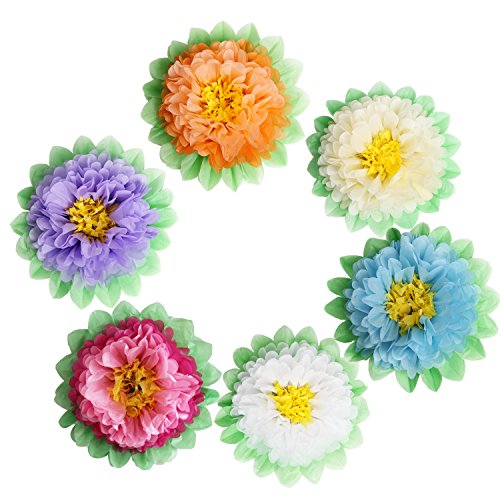 Landisun Crafts Large Paper Flowers Pom-Pom Kit (18