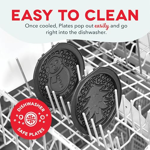 Image of Dash MultiMaker Mini System Removable Plate Set - Nonstick Replacement Plates for Christmas Waffle Breakfast - Waffle Maker Not Included - 4-Inch - Two-Pack - Snowman & Tree