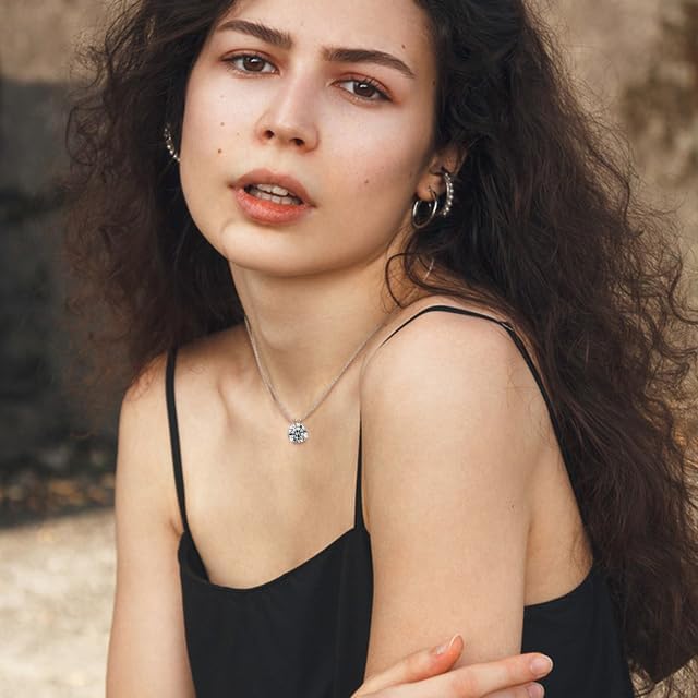 TUHE Moissanite Necklace 0.1-12 Carats 18K Gold Vermeil 925 Sterling Silver Necklace 3-15MM Solitaire D Color VVS1 Round Lab Created Moissanite Pendant Dainty Gold Necklaces for Women Valentines Gifts - Image 5