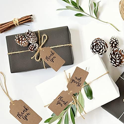Kraft Paper Labels, 100pcs Price Tags with String Kraft Luggage Tags Brown Gift Tags Hang Tags Labels for Wedding Gifts Thanksgiving Easter