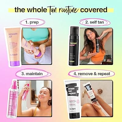 b.tan Dark & Ultra Long Lasting Self Tan Kit | Besties Bundle - Tanning Mousse Duo with Mitt Applicator Glove, 1 Hour Express, Fast Sunless Tanner, Face & Body, No Fake Tan Smell, 6.7 Fl Oz