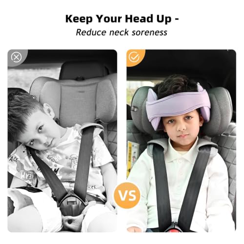 Image of Adjustable Baby Car Seat Head Support Band Baby Neck Relief Hold | Baby Safety Car Seat Neck Relief Hold, Comfortable Head Hold Head Strap for Baby, Kids, Children, Purple