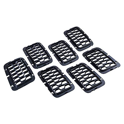 Image of Matte Black Front Honeycomb Mesh Grille Inserts Compatible with 2017-2020 Jeep Grand Cherokee