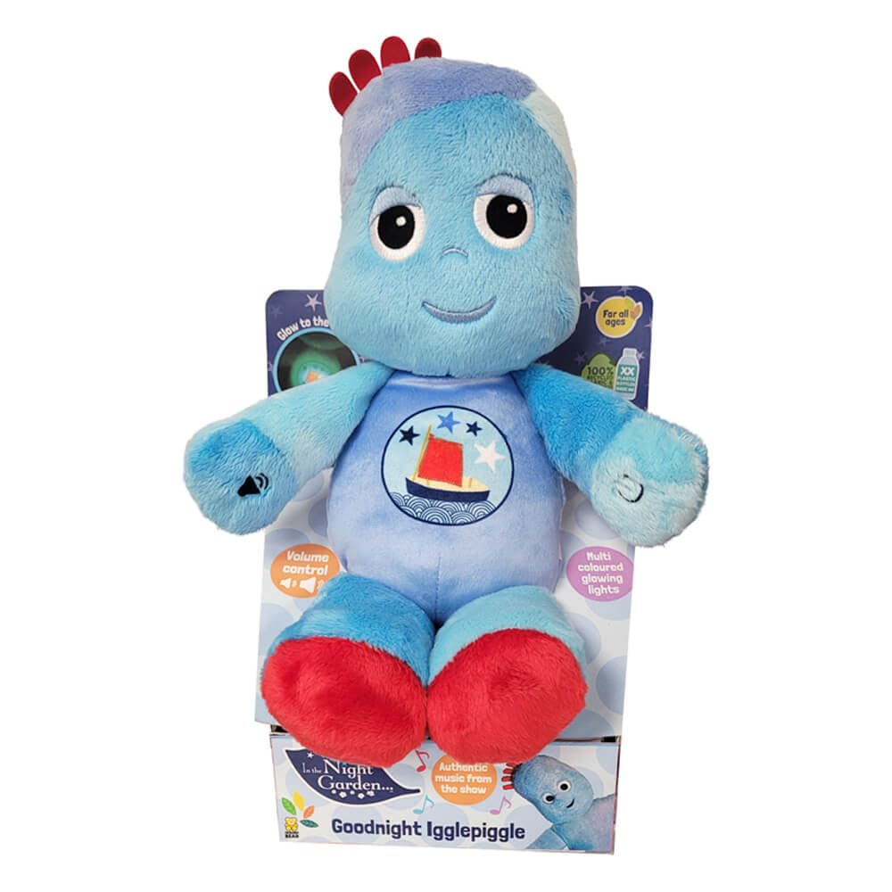 Goodnight Igglepiggle, Iggle Piggle Teddy Bear sings lullabies & has soft glowing lights to help a child drift off to rest & sleep. Suitable from birth.