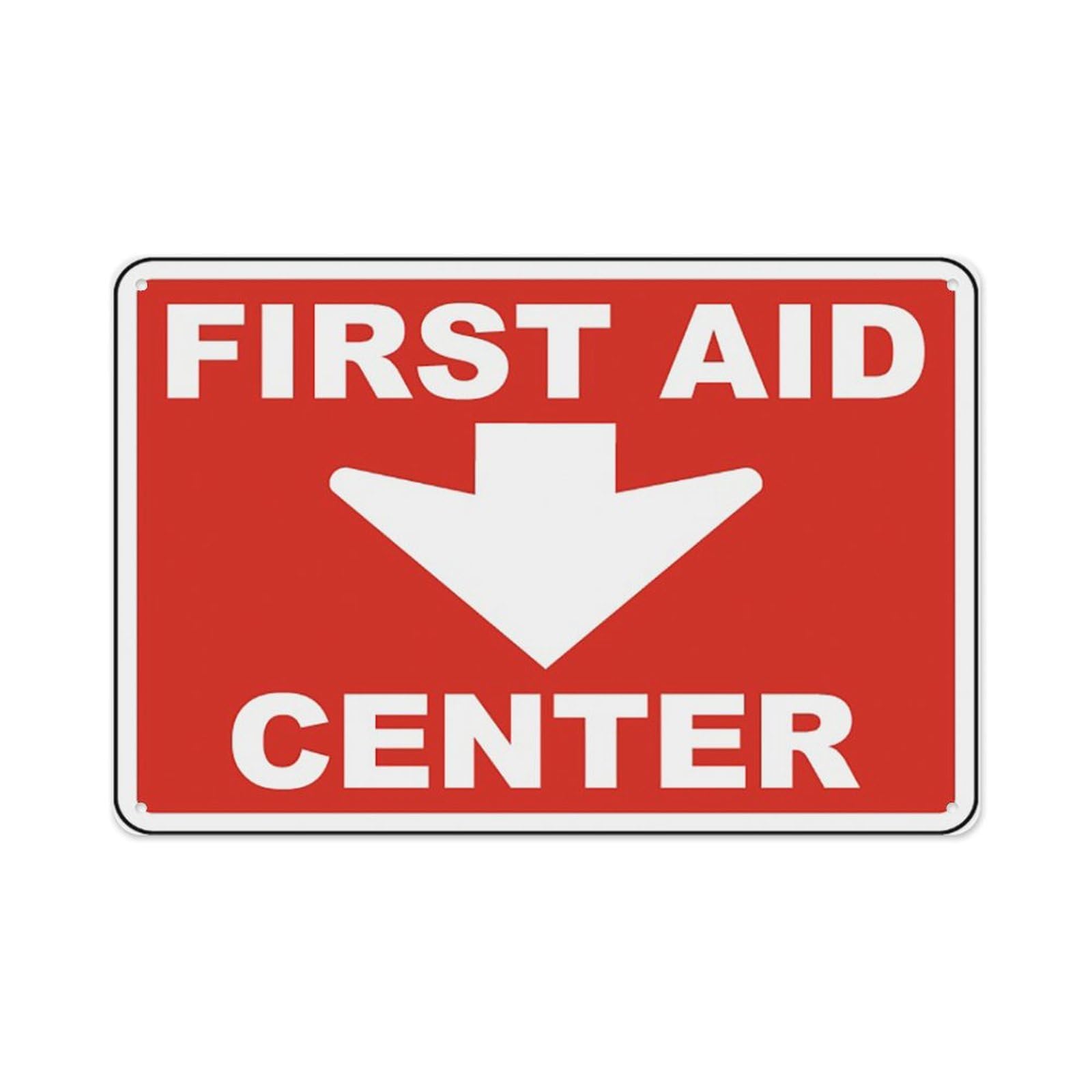 peiyeety First Aid Center Sign Aluminum Tin Warning Signs For Home Outdoor Garden 8X12 Inches