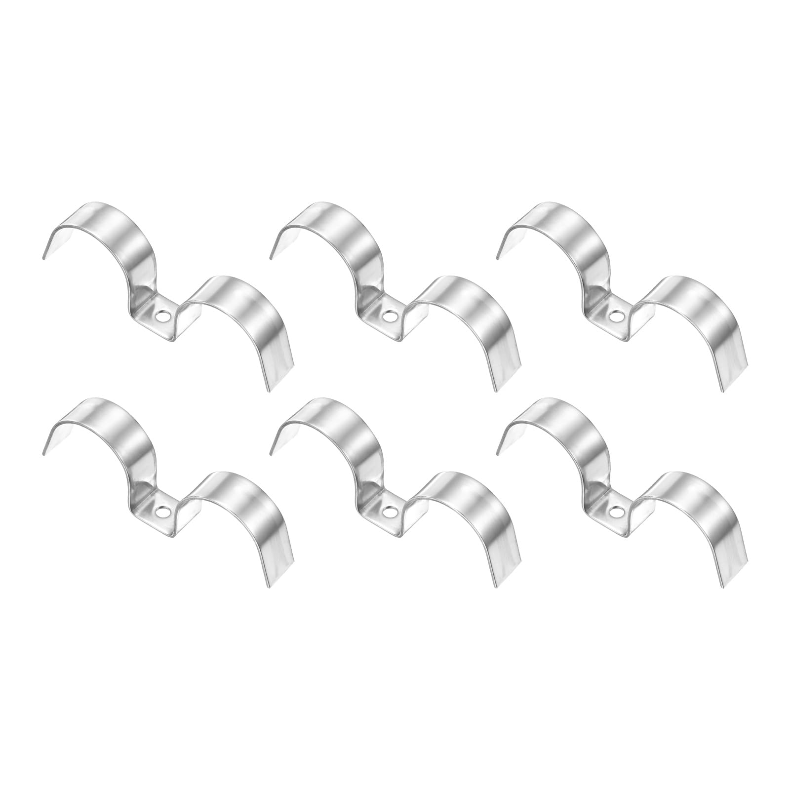 sourcing map 6 Pcs Stainless Steel Double Line Clamp 38 mm / 1-1/2 inch Fuel Lines Clips M-Shape Mounting Clip for Brake Fuel Lines Tubes Wire Pipe Cord Installation, Silver