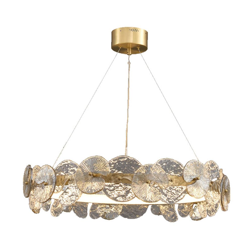HXYSXHJUO French simple lotus glass chandelier, creative modern light luxury for living room bedroom dining lamp,80cm