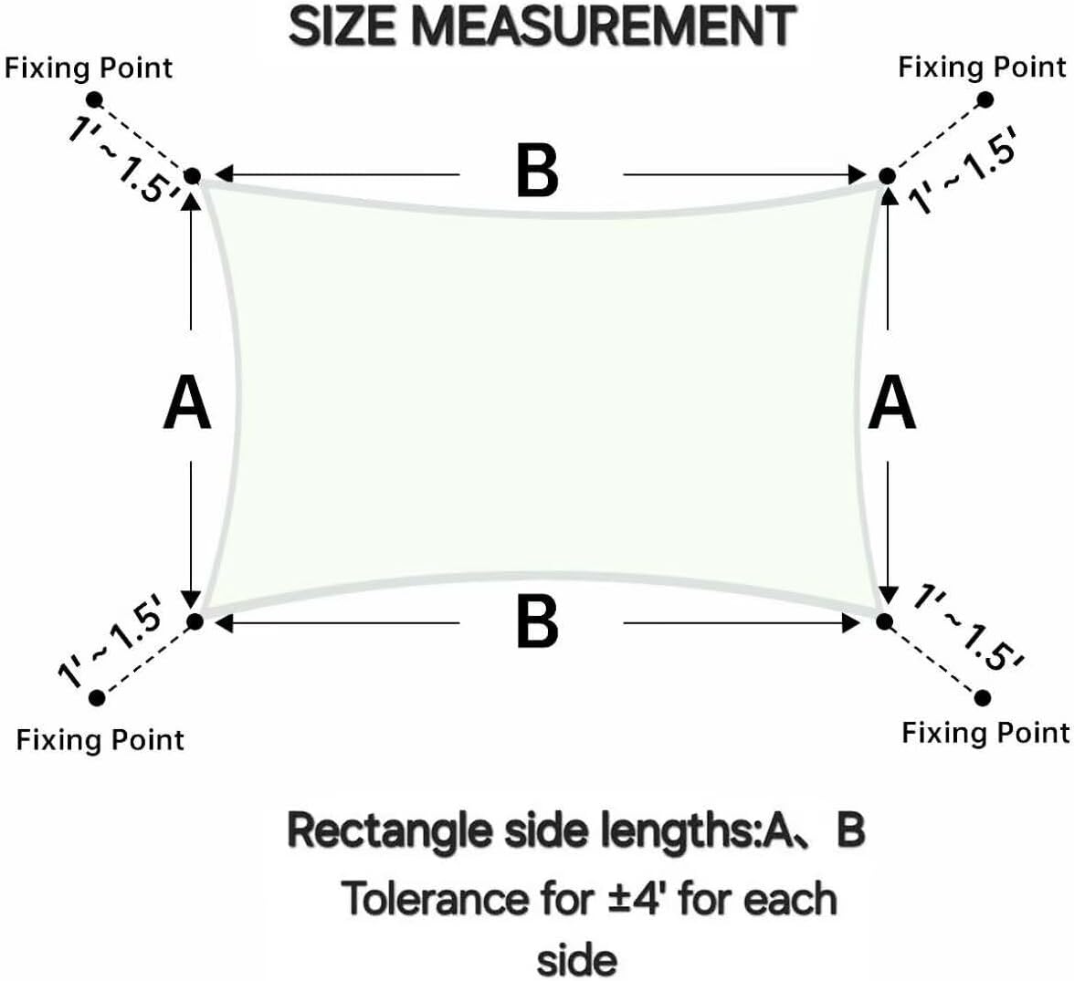 ChasingMoon Waterproof Sun Shade Sail, 6' x 11' Ivory Rectangle UV Block Outdoor Sunshade, for Backyard, Deck, Patio, Garden, Outdoor Activities (We Make Custom Sizes)