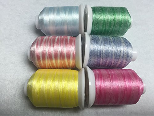 Sinbel Polyester Embroidery Thread 6 Variegated Colors For Brother Babylock Janome Singer Pfaff Husqvaran Bernina Machines (1)