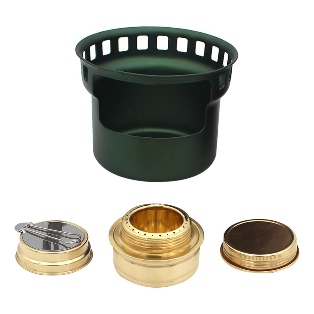 Alcohol Stove, Portable Lightweight Brass Spirit Burner with Stove Cover Mini Aluminum Camping Stove for Outdoor Camping Hiking Backpacking
