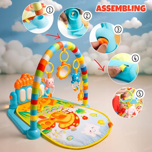 Image of Zest 4 Toyz Baby Play Mat for Babies (1 Year Warranty) Play Gym Floor Mat for Kids with Hanging Rattles Lights & Musical Keyboard Kick and Play Bed | Piano Gifts for New Born Baby - Made in India