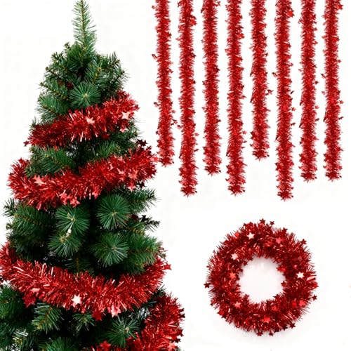 8 PCS Lametta Girlande,Tannengirlande Künstlich,2M Girlande...