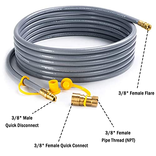 SHINESTAR 36 Feet 3/8 Inch Natural Gas Hose with Quick Connect Fitting