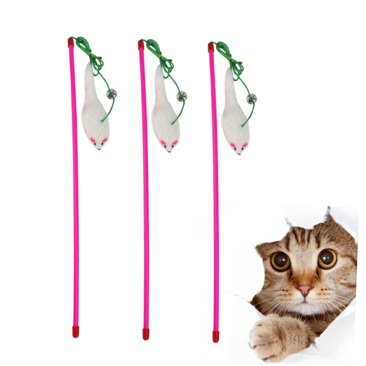 Happyyami 15 STK Katzen Zauberstab Spielzeug Katzen-Teaser-Zauberstab weiches Spielzeug interaktives stoffmaus e Plüschtier Katze- -