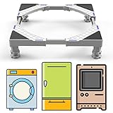 DEWEL Verstellbar Untergestell für Waschmaschine, 44-69cm Waschmaschinen Sockel für Waschmaschine, Kühlschrank, Trockner, Gefrierschrank, 4 Füße