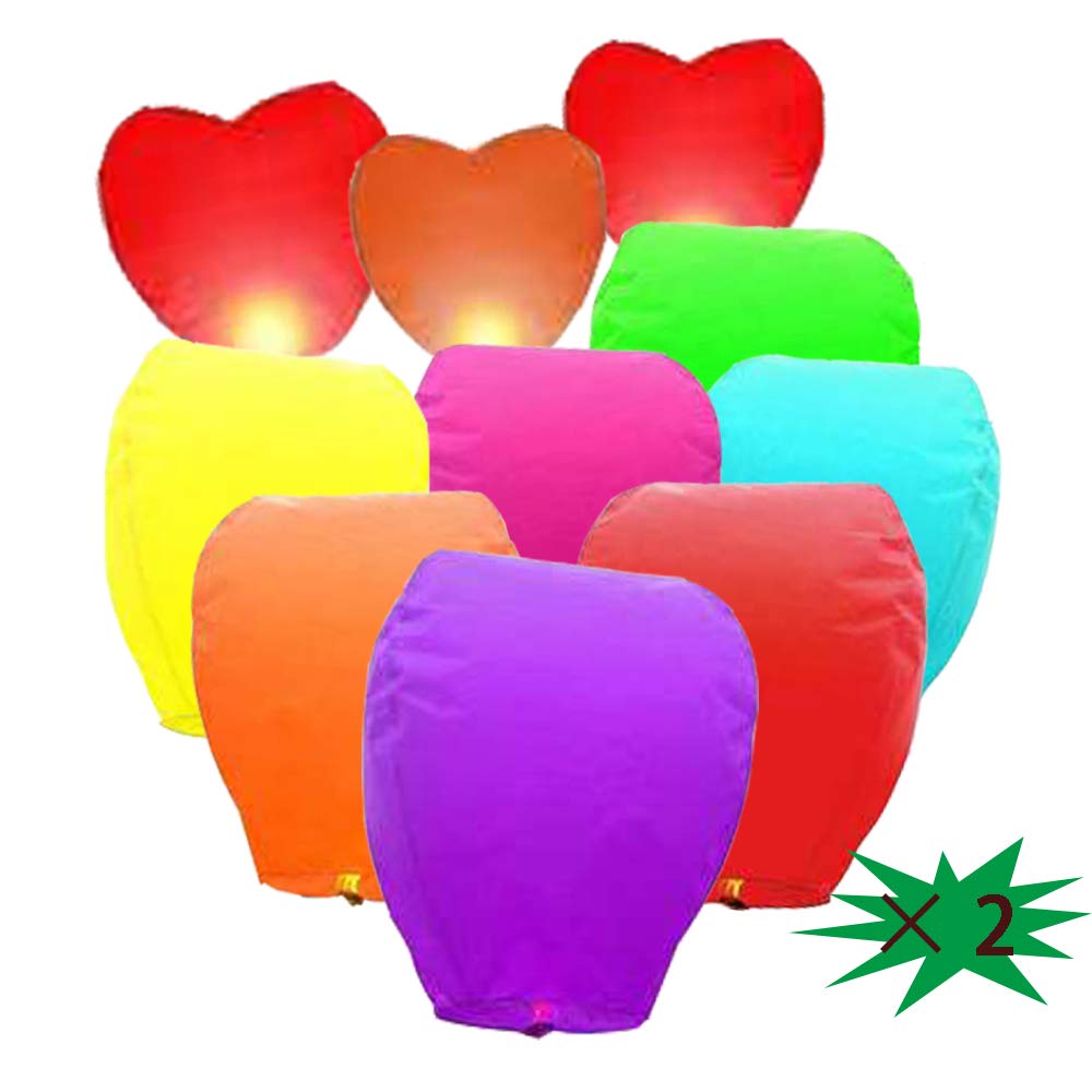 Dilifei 20 Pack Multicolor Chinese Lanterns - Paper Lanterns to Release in Sky，Wishing Lanterns for Weddings,Birthday Party, Event and More，100% Biodegradable Environmentally